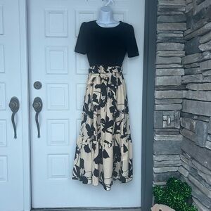 Chic Black and Cream Maxi dress